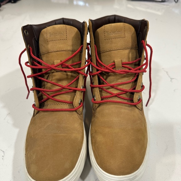 Timberland Tan and Red High-Top Shoes - Picture 3 of 5